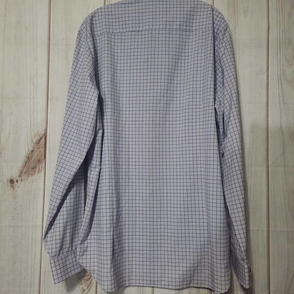 WRK Lilac‎ Blue Grid Dress Shirt Mens Button Down Long Sleeve - Picture 1 of 6